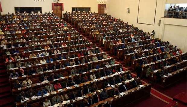 Members of parliament attend an extraordinary meeting on the state of emergency in Addis Ababa early this month.
