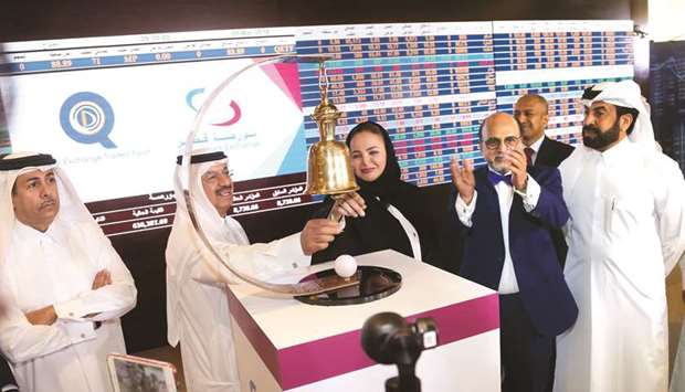 The bell-ringing ceremony at the QSE to mark the debut of QETF. The open-ended fund is also eyeing listing elsewhere in the world to showcase Qataru2019s success story.
