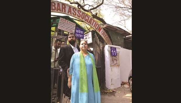 RJD chief Lalu Prasad Yadavu2019s daughter Misa Bharti leaves the Patiala House court after she and her husband Shailesh Kumar were granted bail, in New Delhi yesterday.