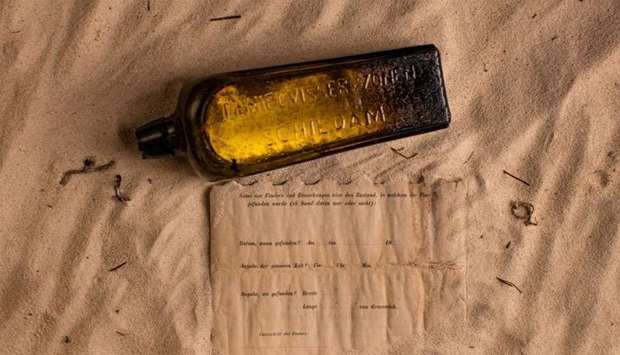 On the back of the paper, the finder was asked to write when and where the bottle had been found and return it, either to the German Naval Observatory in Hamburg or the nearest German consulate.  Picture courtesy: Kym Illman/ABC News