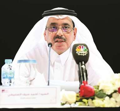 MPHC chairman Ahmad Saif al-Sulaiti speaking at the companyu2019s AGM in Doha yesterday.