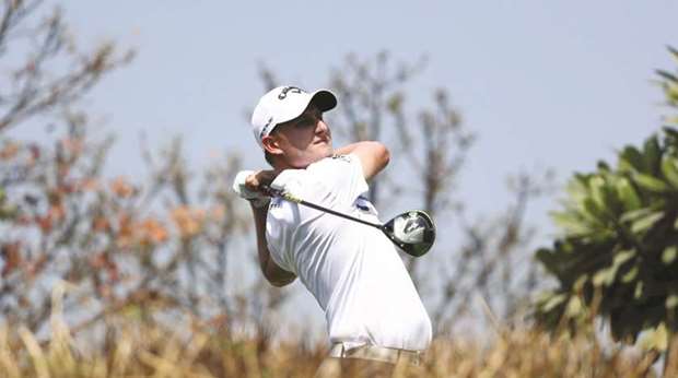 Emiliano Grillo in action during the first round of the Indian Open in New Delhi yesterday.