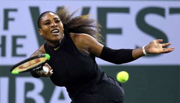 Serena Williams in action at the BNP Paribas Open at Indian Wells.