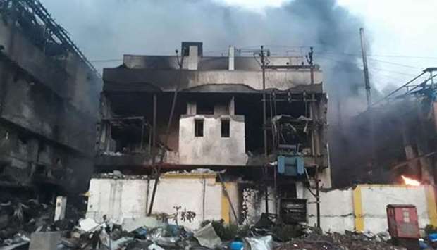 The fire, in the Tarapur industrial area in Maharashtra state, spread quickly. Picture: Indian Express