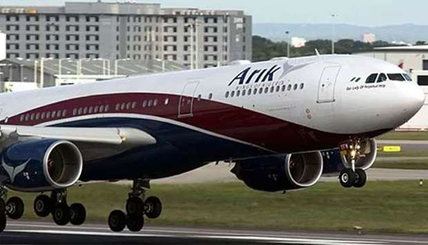 An Arik Air plane was travelling from Lagos to Accra when the incident happened.