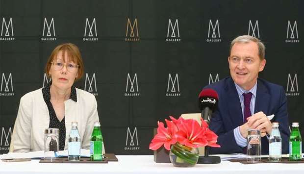 French ambassador Franck Gellet and French Institute of Qatar assistant director Sylvie Lamy at the press conference