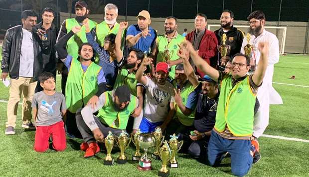 CHAMPIONS:  Gilgit Wonder Boys celebrate their win in the Football Tournamnet 2019 organised by Sohni Dharti.