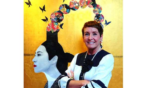 MAESTRO: Jacinthe Lamontagne-Lecomte, a French-Canadian artist, with her painting.   Photos by Ram Chand