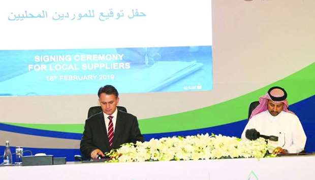 Assili and al-Marri signing the agreement on the sidelines of the Tawteen initiative launching ceremony held last month.