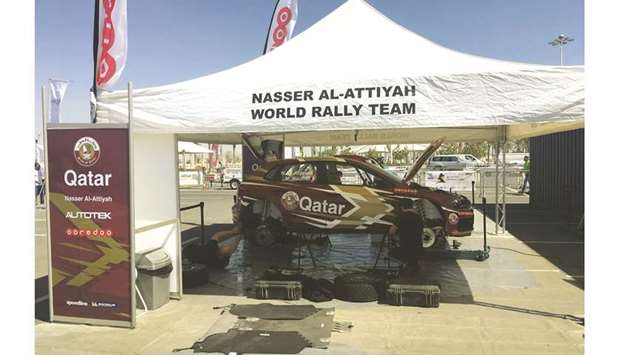 Autotek mechanics put the finishing touches to Nasser al-Attiyahu2019s VW Polo R5.