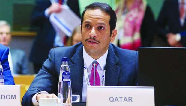HE the Deputy Prime Minister and Minister of Foreign Affairs Sheikh Mohamed bin Abdulrahman al-Thani speaks at the Brussels conference on 'Supporting the Future of Syria and the Region'