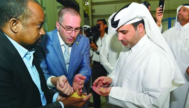 HE the Minister of Municipality and Environment Abdullah bin Abdulaziz bin Turki al-Subaie with others at the opening of the Mazzraty facility on Thursday. Supplied picture