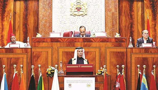 HE the Speaker of the Advisory Council Ahmed bin Abdullah bin Zaid al-Mahmoud addressing the session.