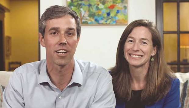 Beto Ou2019Rourke sits with his wife Amy in El Paso, Texas as he announces his candidacy as a Democratic 2020 presidential candidate in a still image from video provided yesterday by his campaign.