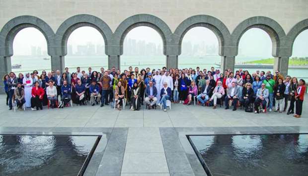 DFI officials with a group of Qumra delegates at the Museum of Islamic Art