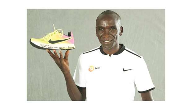 Eliud Kipchoge of Kenya has donated one of the shoes in which he sped to victory in the  Rio 2016 Olympic Games marathon. PICTURE:  Giancarlo Colombo