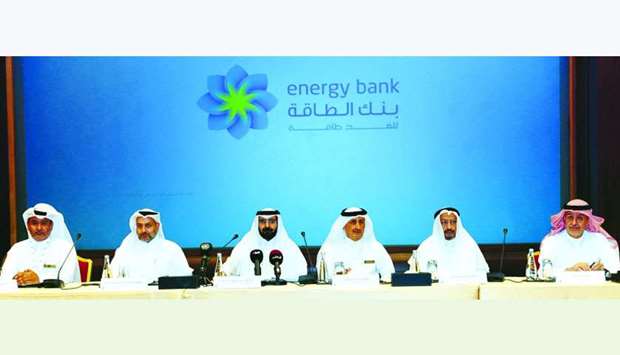 Founding members of Energy Bank, which will be based in the Qatar Financial Center, announcing the initiative in Doha