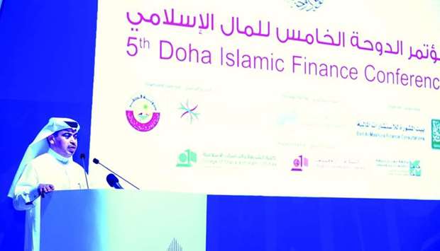 HE al-Kuwari addressing the 5th Doha Islamic Finance Forum.