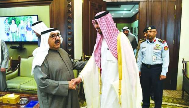 First Deputy Prime Minister and Minister of Defence of Kuwait, Sheikh Nasser Sabah al-Ahmad al-Sabah, met Qatar's ambassador to Kuwait Bandar bin Mohamad al-Attiyah in Kuwait. During the meeting, they discussed bilateral relations and ways of developing them, in addition to matters of common conce