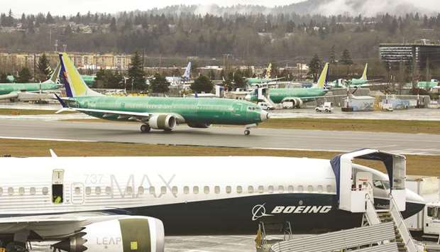 Boeing Co 737 MAX planes are seen at the companyu2019s manufacturing facility in Renton, Washington. The MAX is a key project for Boeing, with approximately 90% of 2019 estimated 737 programme deliveries coming from the MAX.