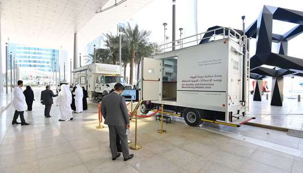Air quality and emissions monitoring mobile unit exhibited by Ashghal at EnviroteQ.