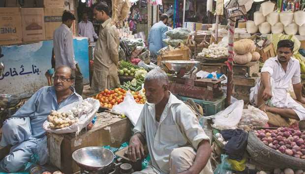 A vegetable market in Karachi. Pakistanu2019s annual inflation reached more than four-year high of 8.2% for February.