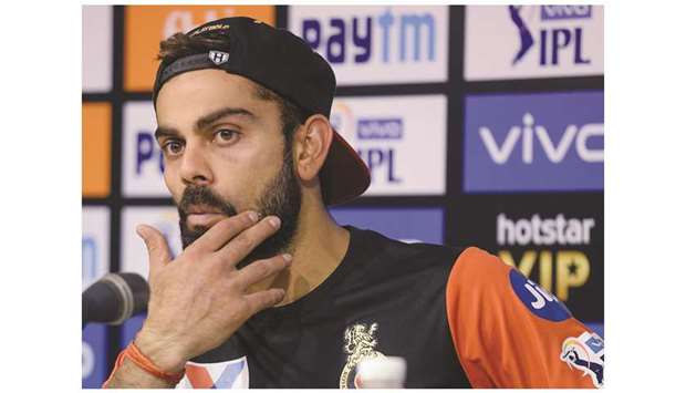 Royal Challengers Bangalore skipper Virat Kohli gestures as he addresses a press conference in Chennai yesterday. (AFP)