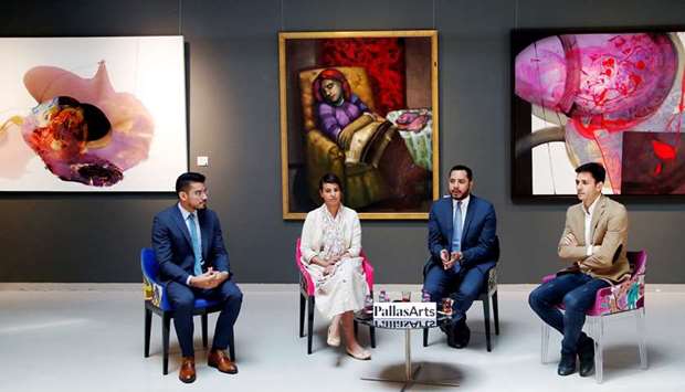 GROUP: From left, Francisco Navarro, Panamanian embassy official. Mariame Farqane, CEO Pallas Art, Oreste del R?o Sandoval, Ambassador of Panama to Qatar, Alvaro Mej?a, COO Pallas Arts.  Photos by Jayaram Korambil