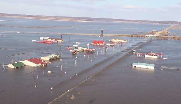 A view of flooded areas near Nebraska City.