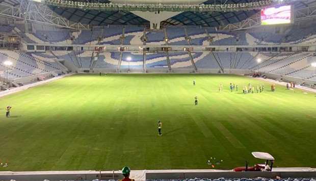 Al Wakrah Stadium after completion of turf laying