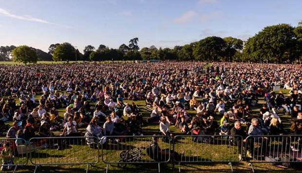People attend a vigil in memory of the twin mosque massacre victims in Christchurch