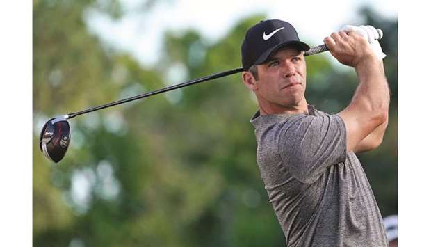 Paul Casey plays his shot from the 18th tee during the third round of the Valspar Championship golf tournament at Innisbrook Resort - Copperhead Course in Florida. PICTURE: USA TODAY Sports