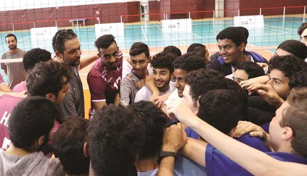 Team Qatar volleyball athletes held a demonstration and practice sessions with 50 students from American Academy School.
