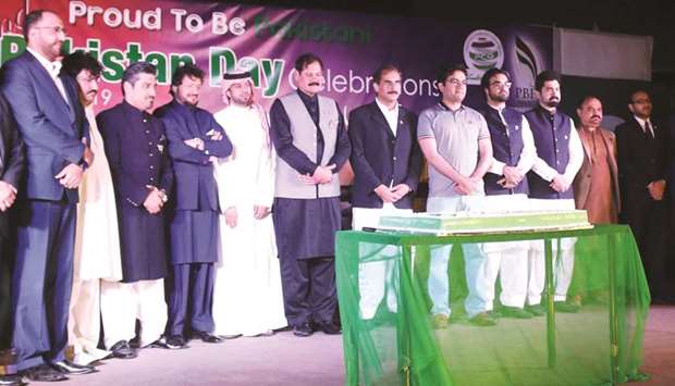 GROUP: Mohammaed al-Ali, CEO Ariane Holding, fifth from left, Mushtaq Ghani, speaker Khyber Pakhtunkhwa Assembly, sixth from left, Syed Ahsan Raza Shah, Ambassador of Pakistan, seventh from left, seen with organisers and guests.