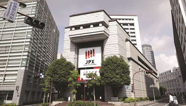An external view of the Tokyo Stock Exchange. The Nikkei 225 closed down 3.0% to 20,977.11 points yesterday.