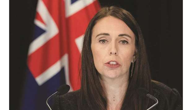 New Zealand Prime Minister Jacinda Ardern speaks to the media during her post cabinet press conference at Parliament in Wellington yesterday.