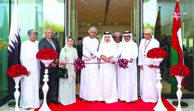 HE al-Baker with al-Hajri, Qatar Airways acting chief commercial officer Ehab Amin and other Omani dignitaries during the ribbon cutting event.
