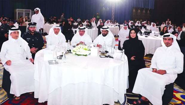 HE the Minister of Transport and Communications, Jassim Seif Ahmed al-Sulaiti, and other dignitaries at the second annual ceremony of Qatar Digital Government Training programme (QDG) held on Tuesday