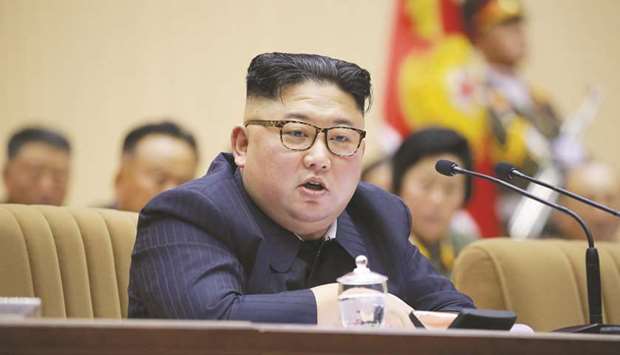 North Korean leader Kim Jong-un holds a military meeting in Pyongyang, North Korea.