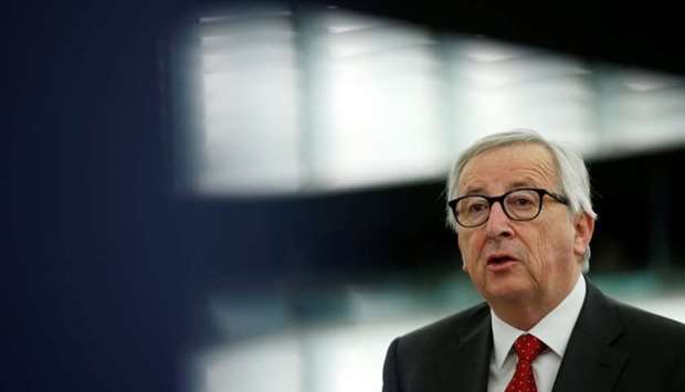 European Commission President Jean-Claude Juncker delivers a speech during a debate on the outcome of the latest European Summit on Brexit, at the European Parliament in Strasbourg, France, March 27