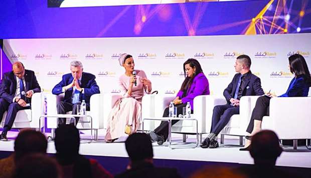 Her Highness Sheikha Moza bint Nasser participating in a panel where she discussed some of the challenges Silatech programmes face, including regional instability and economic exclusion.