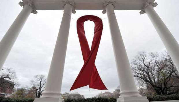 An AIDS symbol displayed on the North Lawn of the White House in Washington