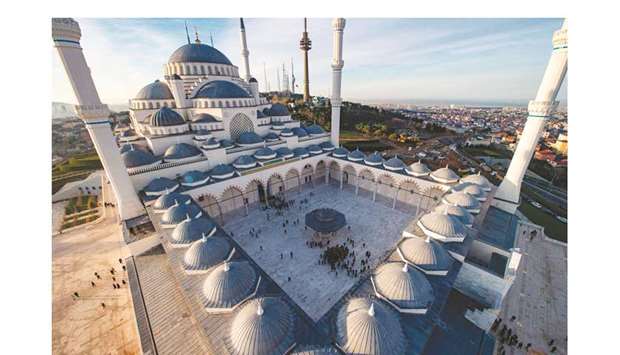 A top view of the Camlica Mosque in Istanbul.