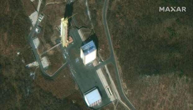 This satellite image provided by 2019 DigitalGlobe, a Maxar company, shows the Sohae Satellite Launching Station in North Korea, on March 2, 2019