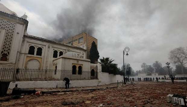 The National Museum of Antiquities and Islamic Art is seen during clashes between anti-riot police and protesters against President Abdelaziz Bouteflika, in Algiers