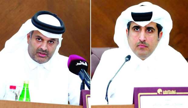 Sheikh Dr Thani bin Ali al-Thani, the chair of the conferenceu2019s organising committee and Qatar Chamber director general Saleh bin Hamad al-Sharqi. PICTURES: Jayan Orma