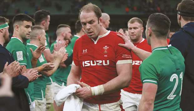 Walesu2019 Alun Wyn Jones looks dejected at the end of the Six Nations Championship match against Ireland at the Aviva Stadium in Dublin on February 8, 2020. (Reuters)