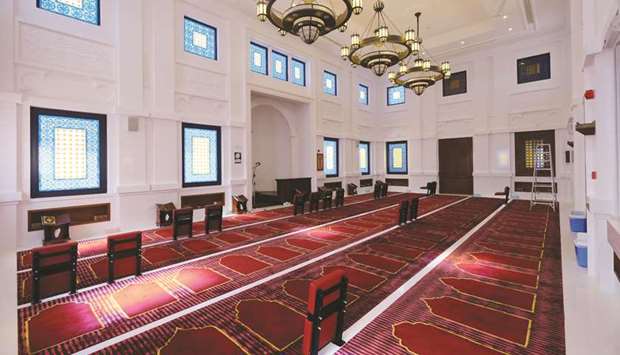 Interior view of a new mosque in Doha.