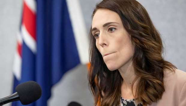 New Zealand Prime Minister Jacinda Ardern pauses during a news conference prior to the anniversary of the mosque attacks that took place the prior year in Christchurch