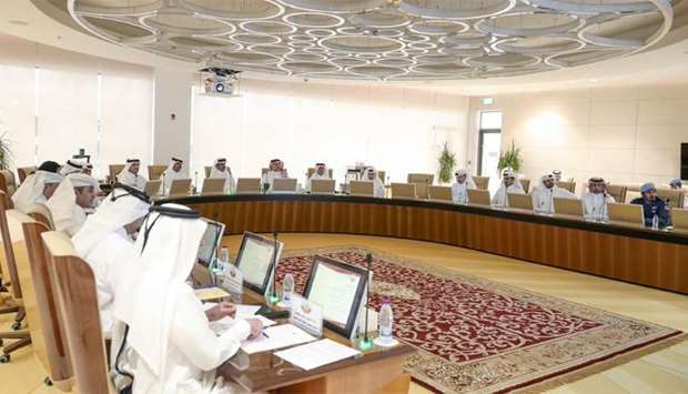 His Highness the Amir Sheikh Tamim bin Hamad al-Thani presiding over the meeting of the Supreme Committee for Crisis Management to combat the new coronavirus disease (Covid-19) to determine the efforts made by the competent authorities in the State to prevent this epidemic.